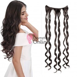 Extensie de par cu 3 Clips On delux simpla ondulata de 51 cm, Saten Inchis 39634